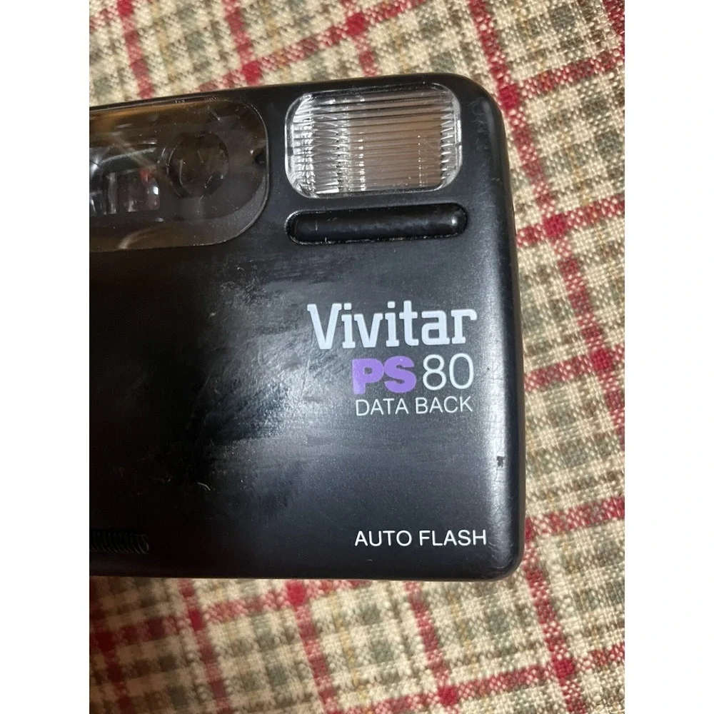 VIVITAR PS80 Data Back Auto Focus Flash Camera 35mm Teated Works